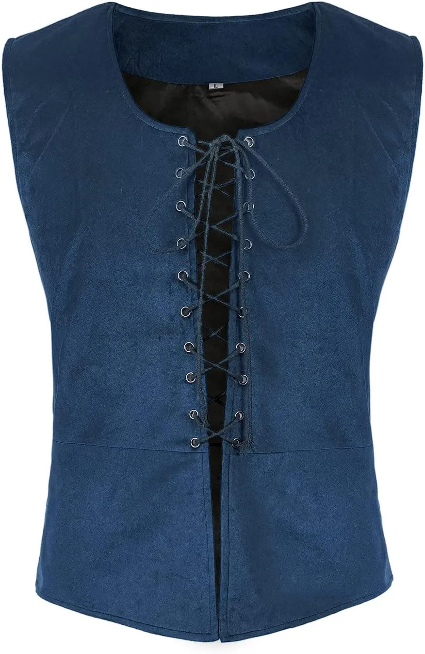 Tyuduo Men's Medieval Renaissance Pirate Vest Gothic Steampunk Waistcoat for Men