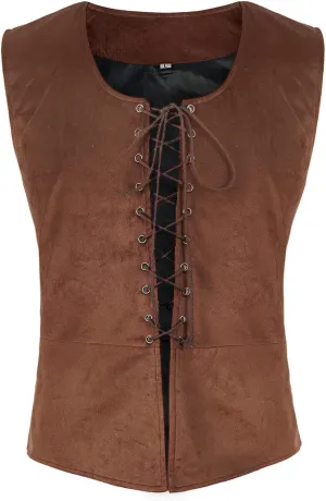 Tyuduo Men's Medieval Renaissance Pirate Vest Gothic Steampunk Waistcoat for Men