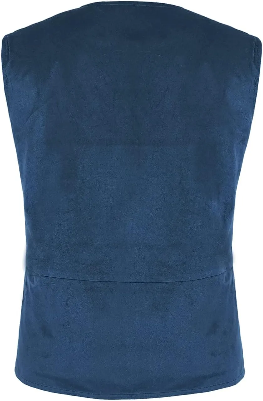 Tyuduo Men's Medieval Renaissance Pirate Vest Gothic Steampunk Waistcoat for Men