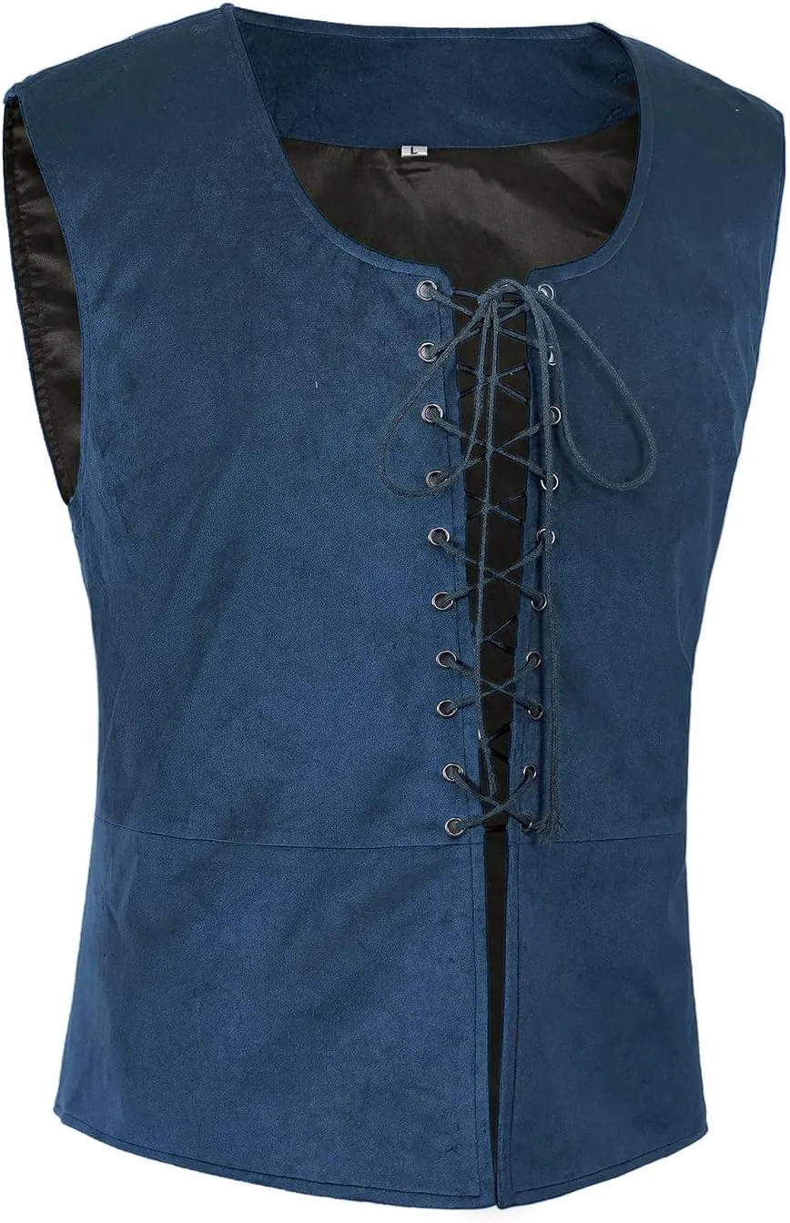 Tyuduo Men's Medieval Renaissance Pirate Vest Gothic Steampunk Waistcoat for Men