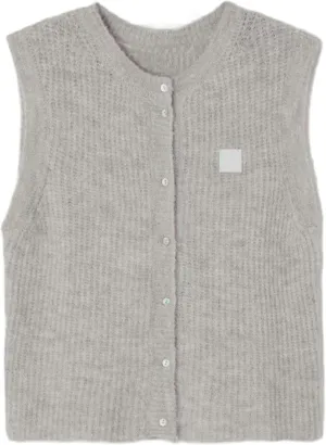 UAURORAO Women Chunky Sweater Vest Button Down Crochet Cable Knit Cardigan Sleeveless Open Front Knitted Crop Waistcoat