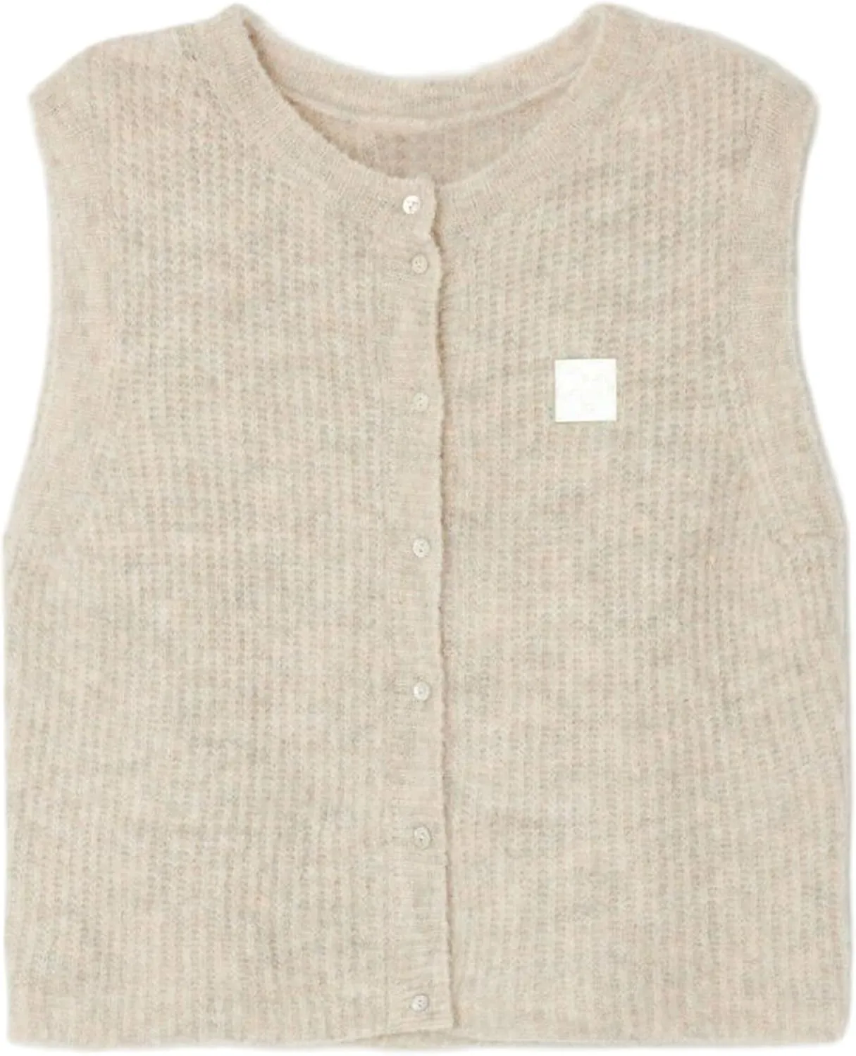 UAURORAO Women Chunky Sweater Vest Button Down Crochet Cable Knit Cardigan Sleeveless Open Front Knitted Crop Waistcoat