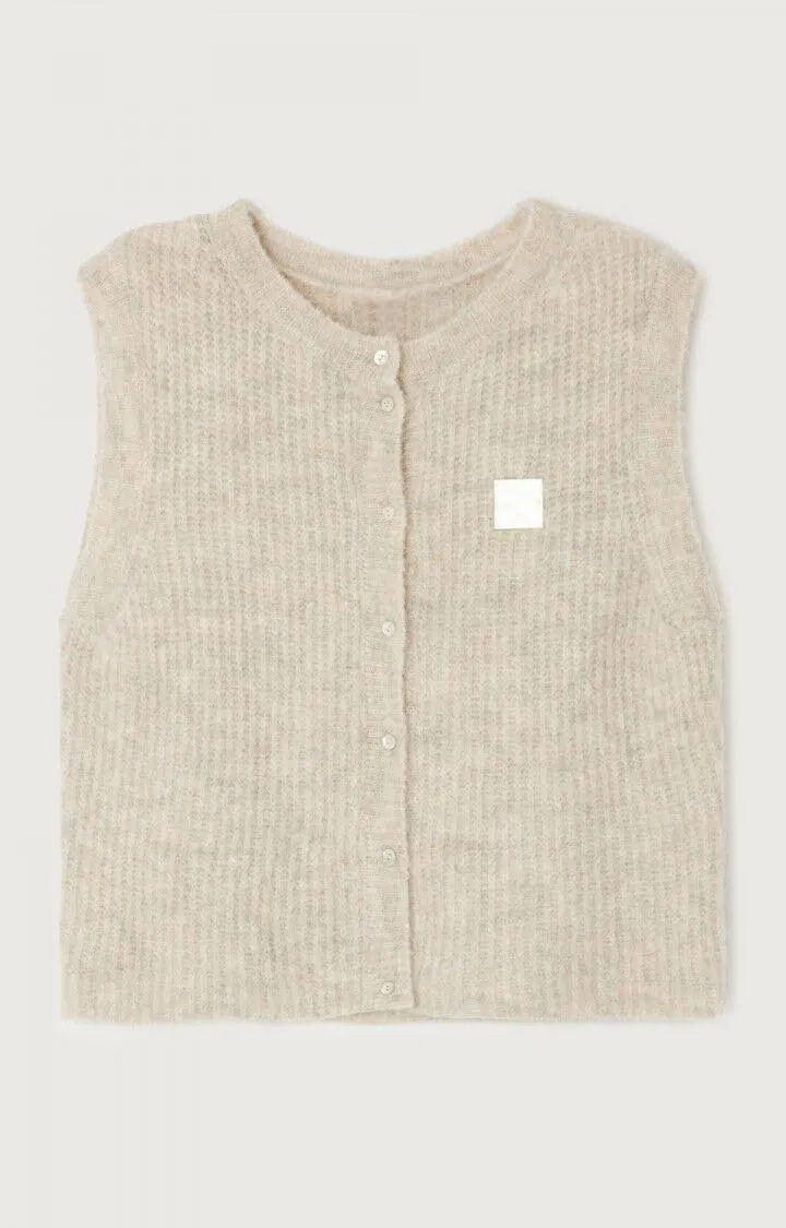 UAURORAO Women Chunky Sweater Vest Button Down Crochet Cable Knit Cardigan Sleeveless Open Front Knitted Crop Waistcoat