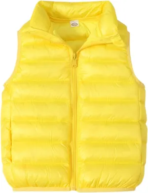 Unisex Baby Vest Stand Up Zip Up Sleeveless Jacket for Winter Fall Hooded Coats for Teen Girls