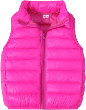 Unisex Baby Vest Stand Up Zip Up Sleeveless Jacket for Winter Fall Hooded Coats for Teen Girls