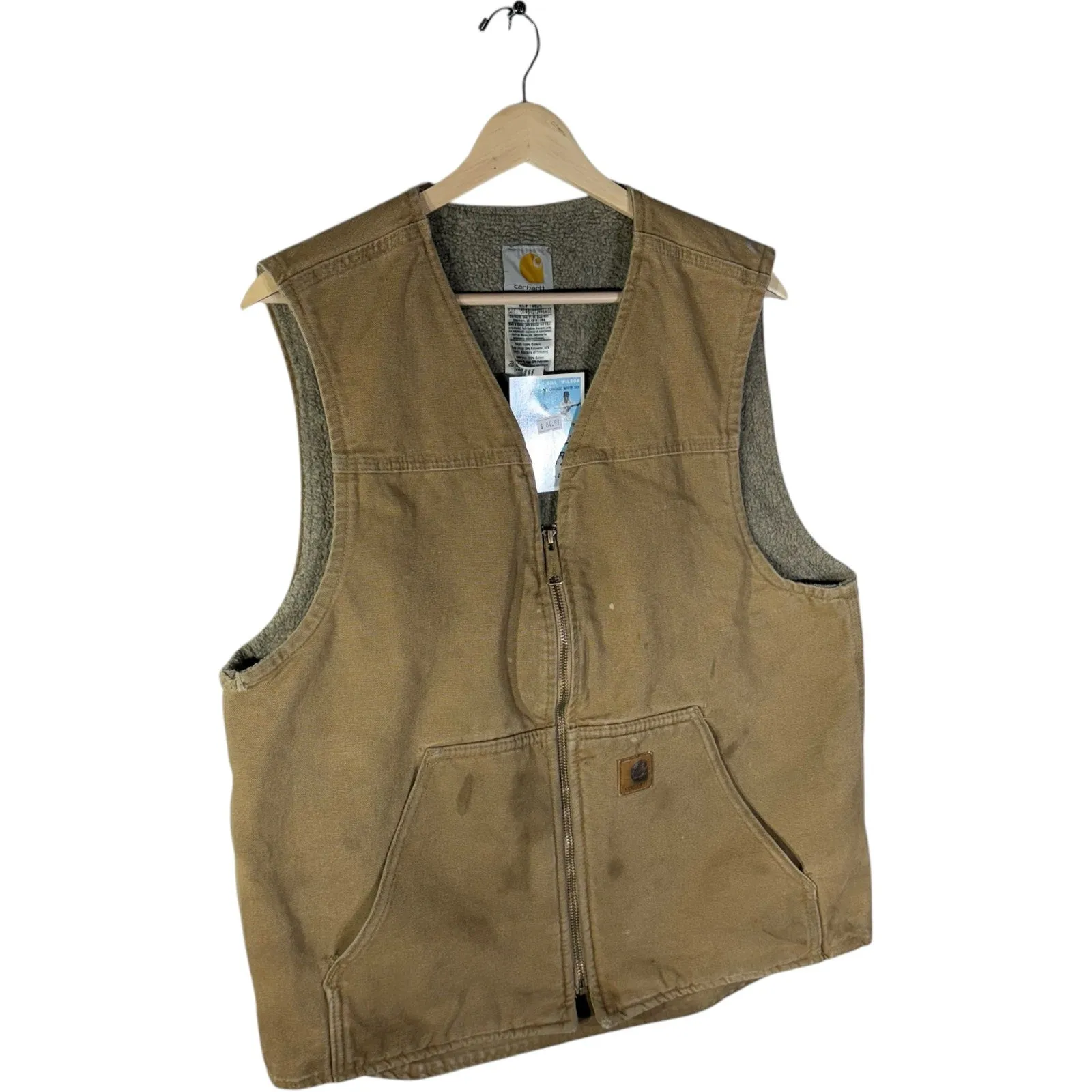 Vintage Carhartt Fleece Lined Full Zip Workwear Vest