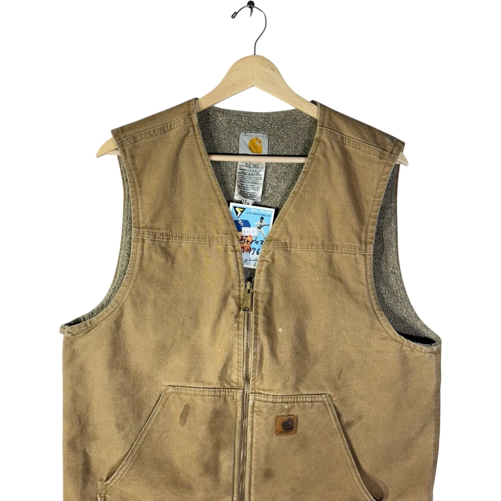 Vintage Carhartt Fleece Lined Full Zip Workwear Vest