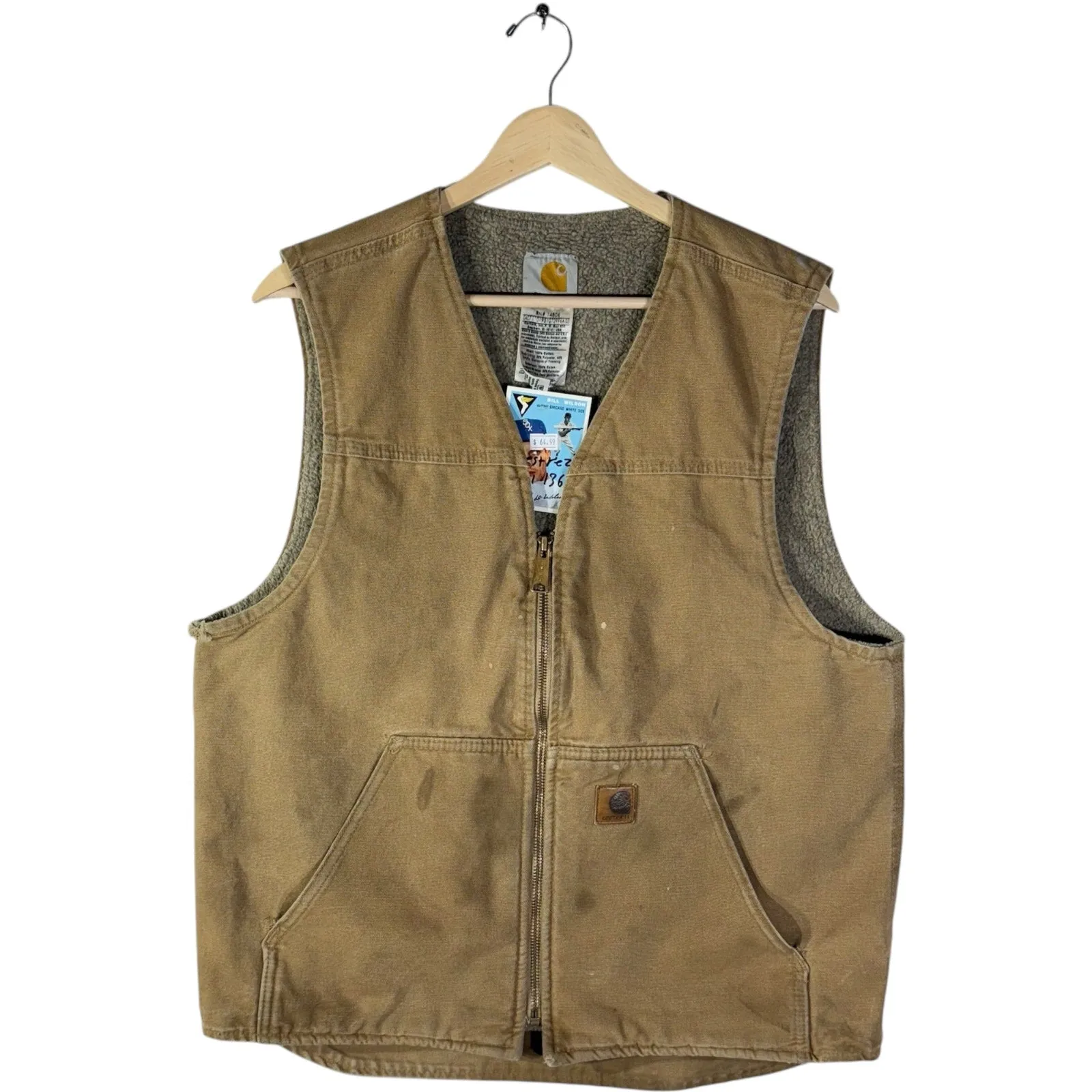 Vintage Carhartt Fleece Lined Full Zip Workwear Vest