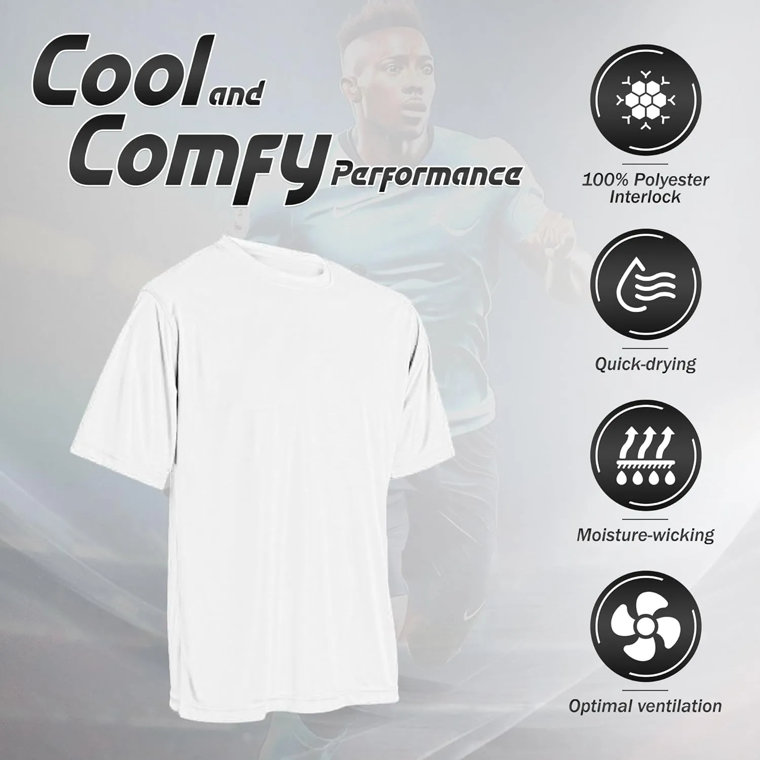 Vizari Youth Athletic T-Shirt - Quick-Dry & Breathable Crewneck Active Shirt for Workout, Gym, Sports, Outdoor & Casual Wear