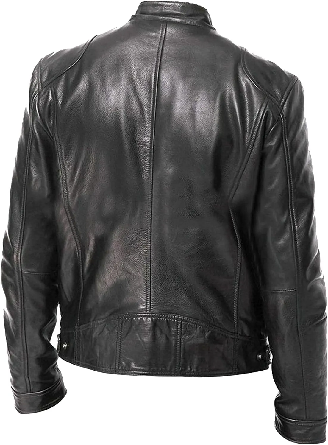 WENKOMG1 Faux Leather Motorcycle Jacket For Men,Windproof Jacket Long Sleeve Zipper Closure Sports Jacket Winter Coat