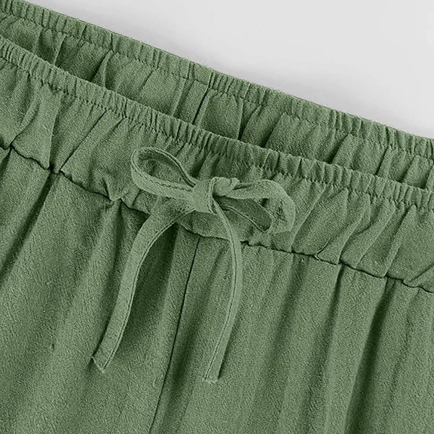 Wide Leg Pants for Women Summer Cotton Linen Palazzo Pants Drawstring Waist Casual Loose Comfy Trousers with Pockets