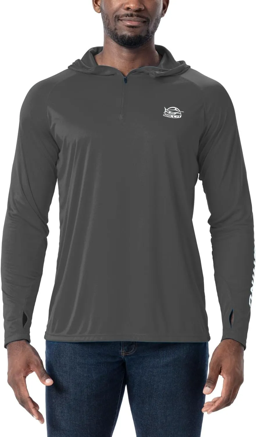 Willit Men's UPF 50  Sun Hoodie Fishing Shirt Half Zip Long Sleeve SPF Hiking Shirt Lightweight