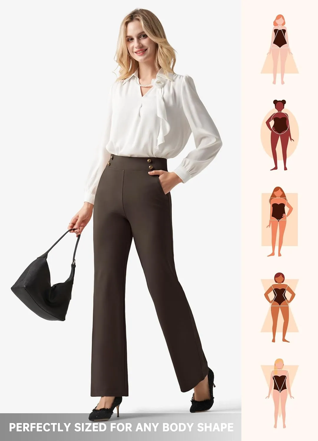 Willit Women's Wide Leg Dress Pants High Waisted Stretch Work Pants Office Business Casual Slacks Pockets Petite/Regular/Tall