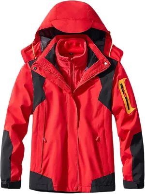 Winter Coats for Women 3 in 1 Snow Ski Jacket Detachable Fleece Warm Hooded Jackets Waterproof Windproof Windbreaker