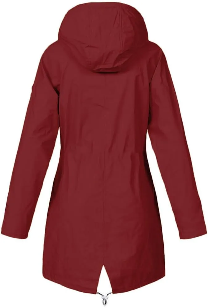 Wkishenl Waterproof Rain Coat Women Fall Winter Fleece Lined Outdoor Trench Coats Plus Size Windbreaker Rain Jacket