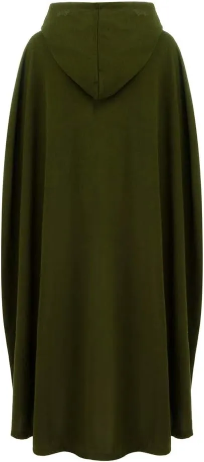 Women Hooded Cape Winter Casual Wool Blend Trench Coat Fashion Windproof Open Front Cardigan Maxi Cloak Coat