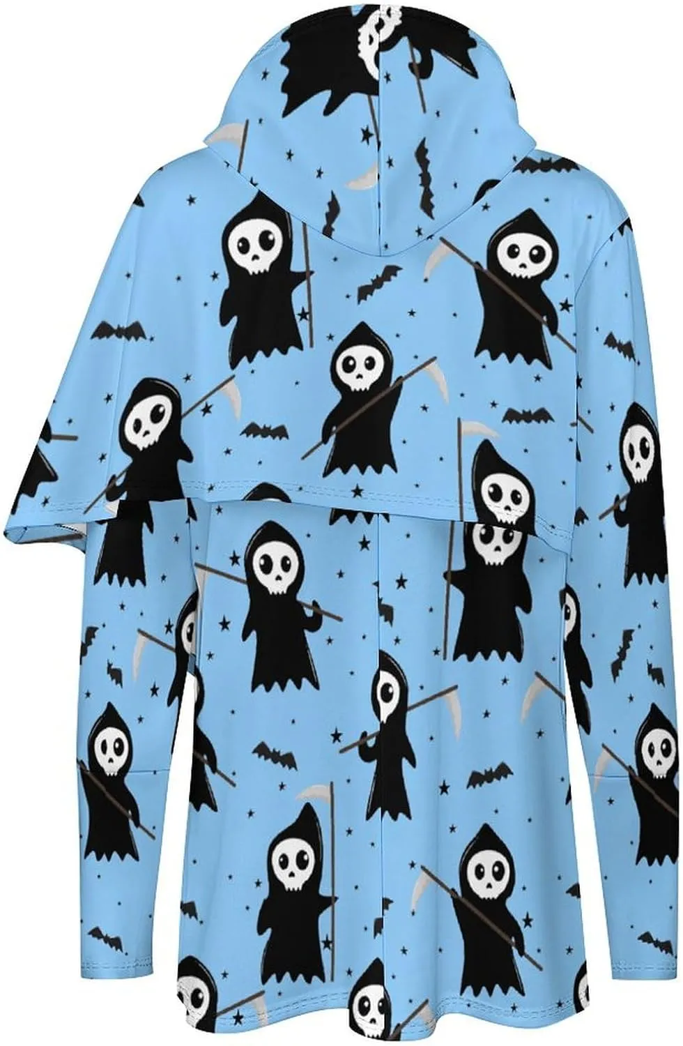 Women Long-sleeve Cloak Style Halloween Death Sweatshirt Layered Fantasy Loose Fit