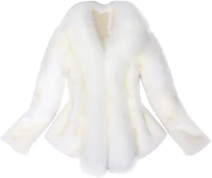 Women Winter Coat with Faux Fur Collar Winter Warm Cropped Jacket Fashion Casual Cardigan Fluffy Shaggy Outwear