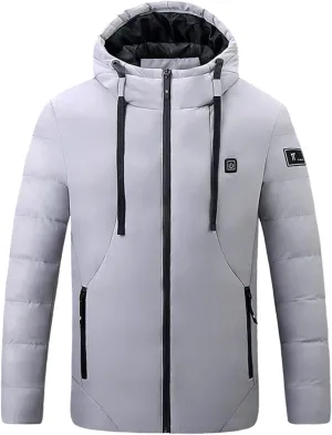 Womens 2024 Winter Puffer Jacket Smart Heated Down Coats Casual Hooded Long Sleeve Drawstring Overcoat Workout Outwear