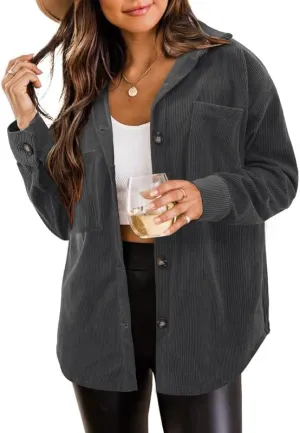 Women's Brushed Plaid Shirts Long Sleeve Flannel Lapel Button Down Cardigan Boyfriend Shacket Jacket Coats