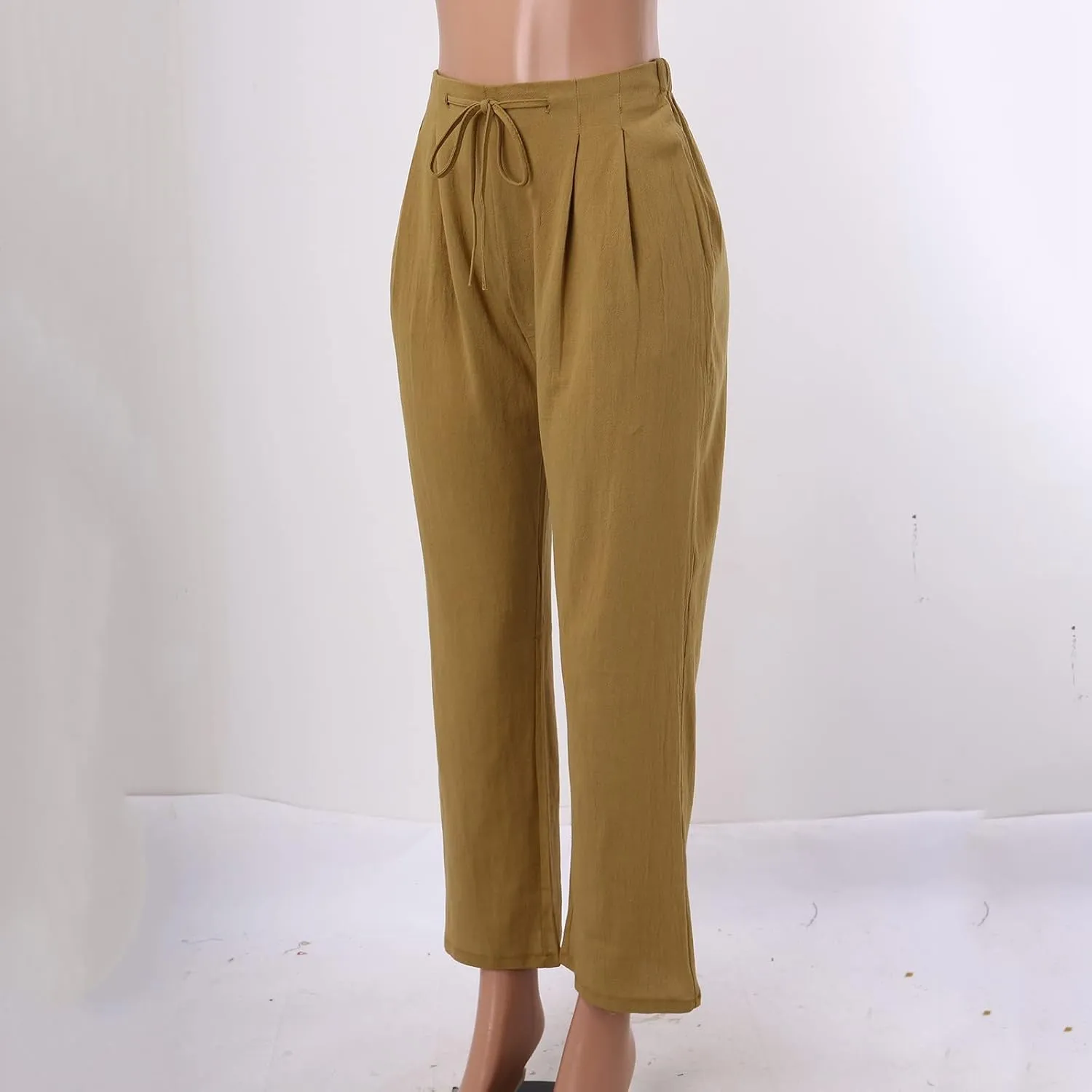Women's Casual Pants Solid Cotton Drawstring Elastic High Waist Lightweight Joggers with Pockets 2025 Fit Summer