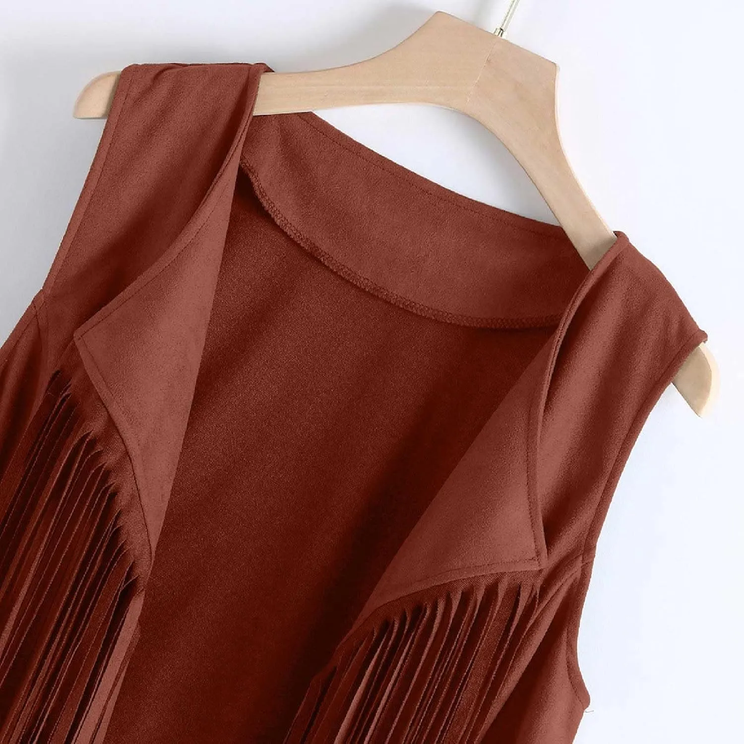 Womens Concert Outfits Fringe Vest Faux Suede Tassels Open Front Sleeveless Jacket 70s Cowgirls Western Hippie Clothes