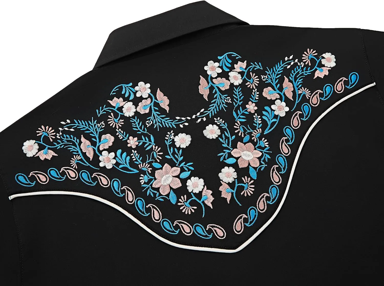 Women's Embroidered Western Cowgirl Slim Fit Shirt Long Sleeve Snap Button Down Shirt with Embroidery