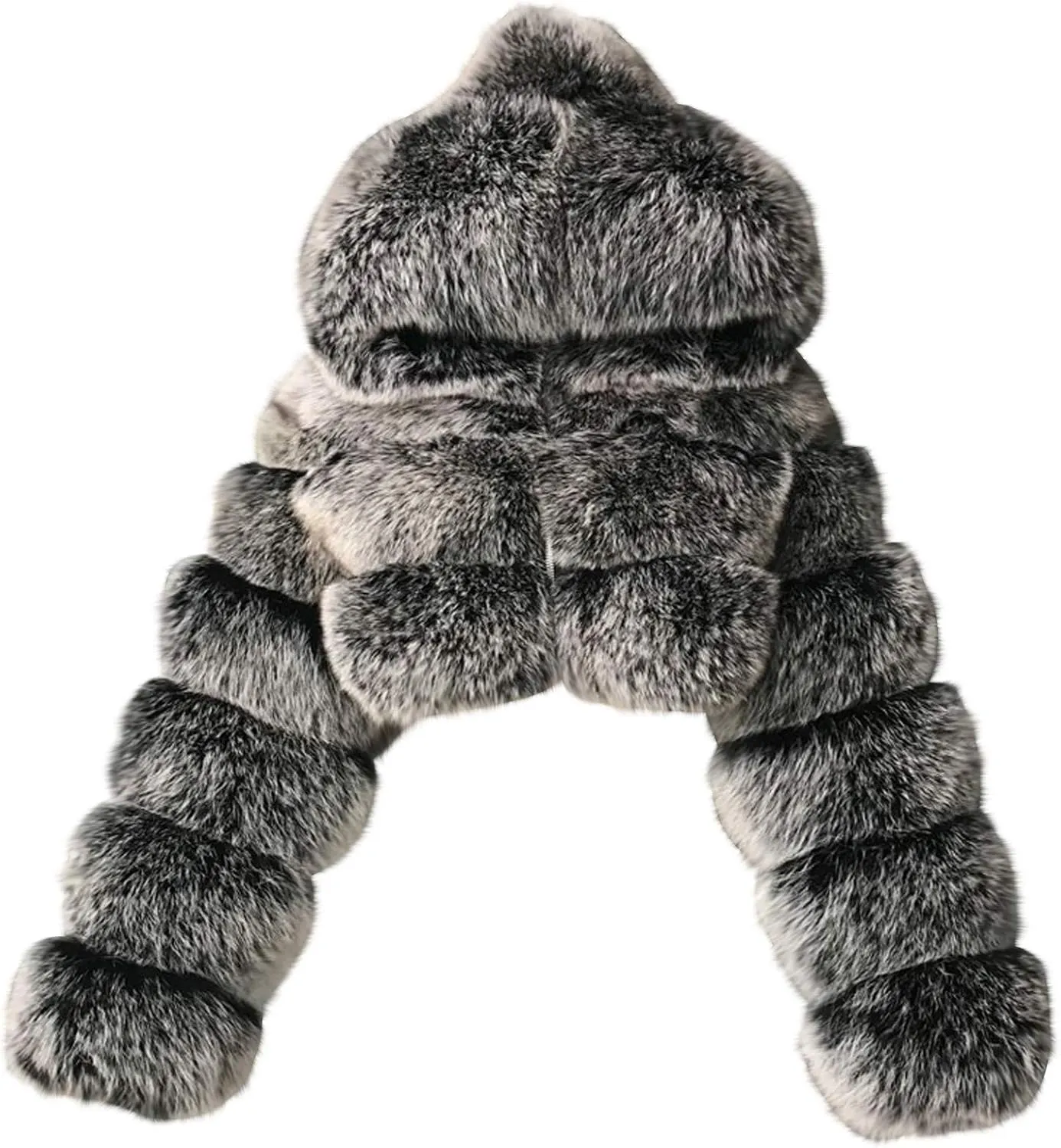 Women's Faux Fur Jacket Casual Fashion Cropped Coat Fluffy Shaggy Solid Outerwear Winter Warm Hooded Cardigan