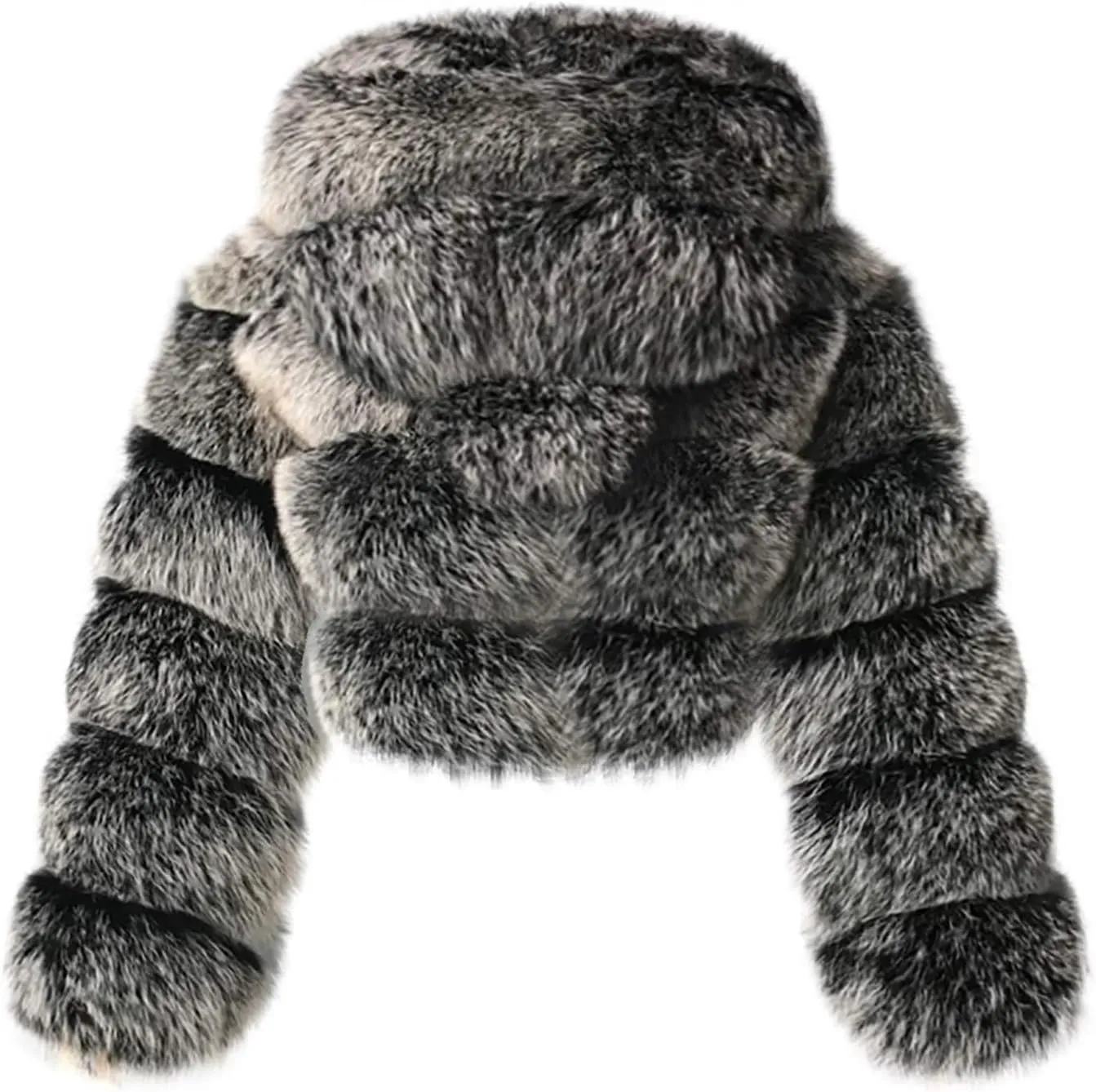 Women's Faux Fur Jacket Casual Fashion Cropped Coat Fluffy Shaggy Solid Outerwear Winter Warm Hooded Cardigan