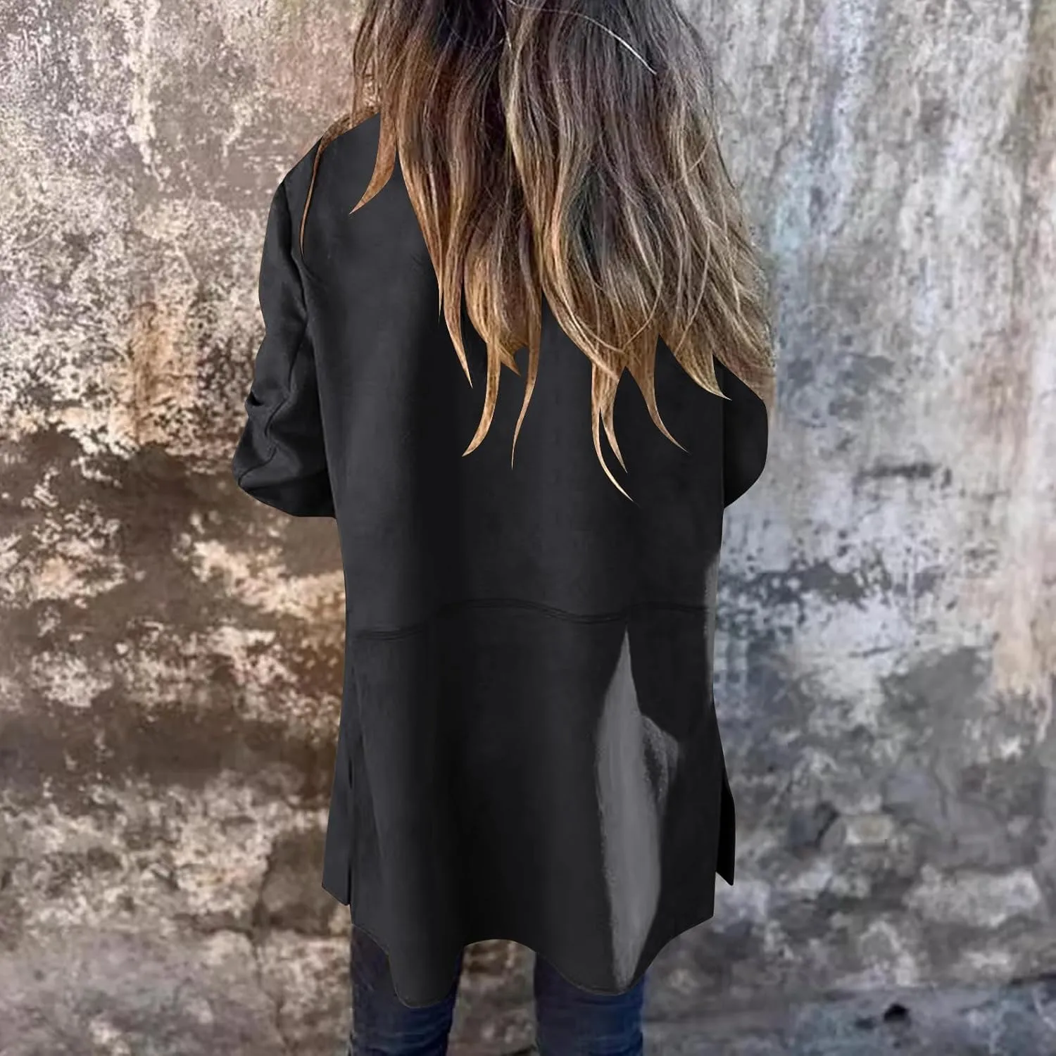 Women's Faux Suede Trench Coat Jacket Classic Fall Winter Lapel Collar Single Breasted Overcoat Overcoat Outerwear