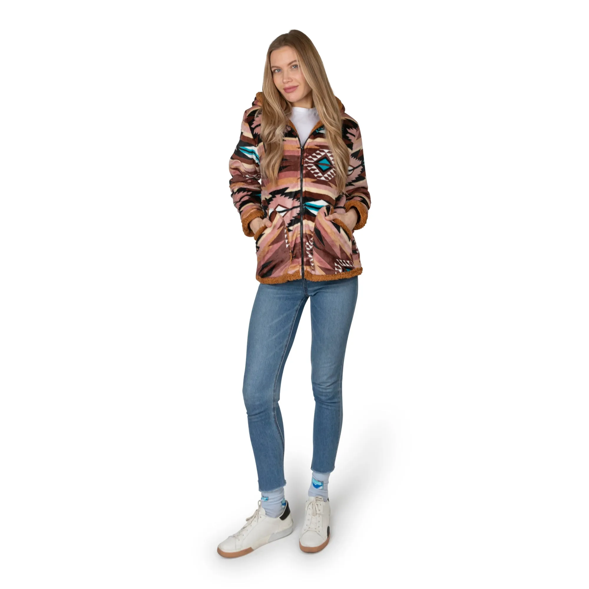 Women's Plush Aztec Sherpa Lined Jacket