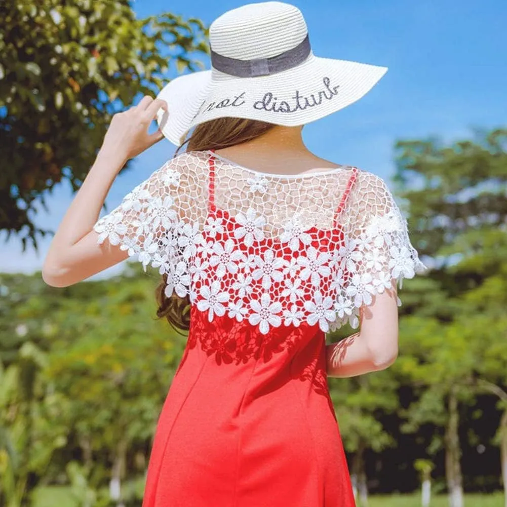 Women's Shawl Wraps Lace Shrug Short Sleeve Boho Cape Bolero Blazer Bridal Cover Up Cardigan