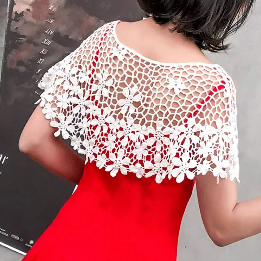Women's Shawl Wraps Lace Shrug Short Sleeve Boho Cape Bolero Blazer Bridal Cover Up Cardigan