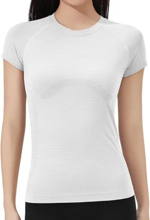 Women's Short Sleeve Workout T-Shirt Quick-Dry Yoga Top,Breathable Running Shirt with High Stretch