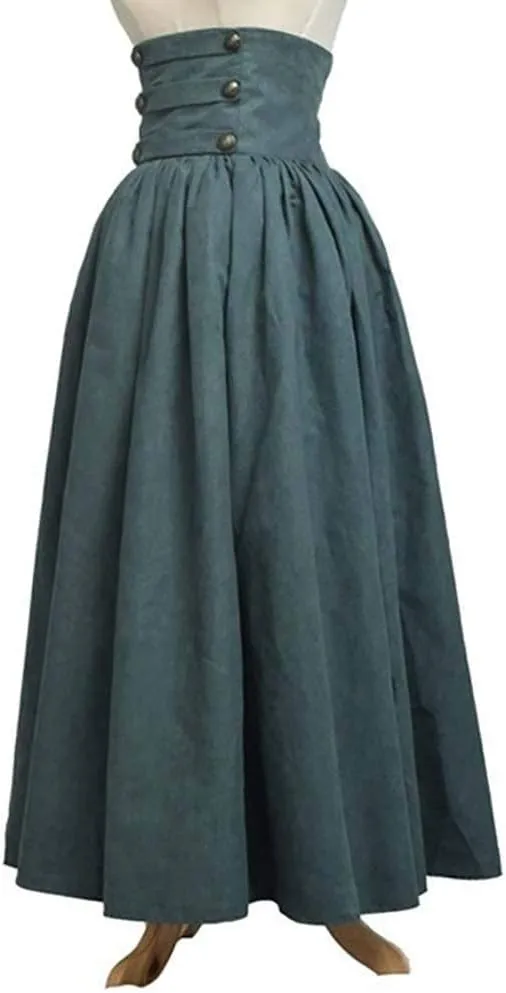Women's Steampunk High Waist Bustle Skirt Victorian Ball Gown Gothic Pleated Maxi Skirt Medieval Costume