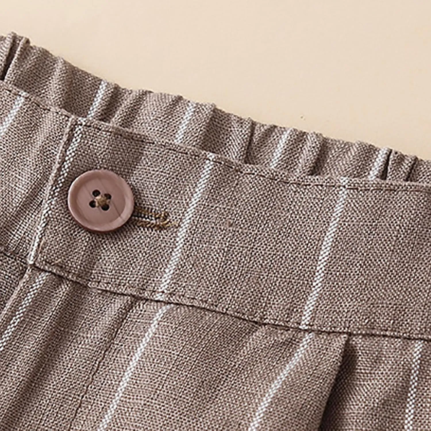 Womens Striped Cotton Linen Pants, Summer Lightweight Boho Slacks Wide Leg High Waisted Lounge Trousers with Pockets