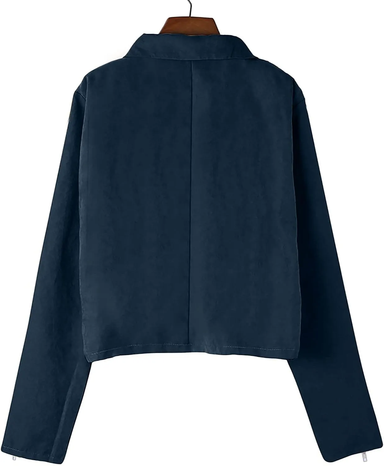Women's Suede Cropped Jacket Faux Leather Jacket Women Vintage Coats Zip Up Motorcycle Jacket Open Front Cardigan Coat