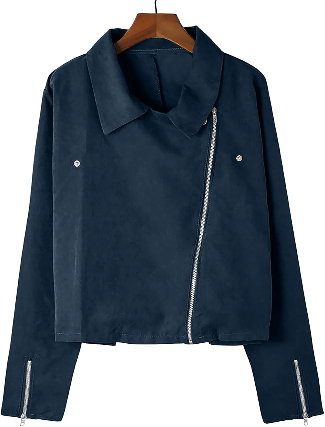 Women's Suede Cropped Jacket Faux Leather Jacket Women Vintage Coats Zip Up Motorcycle Jacket Open Front Cardigan Coat