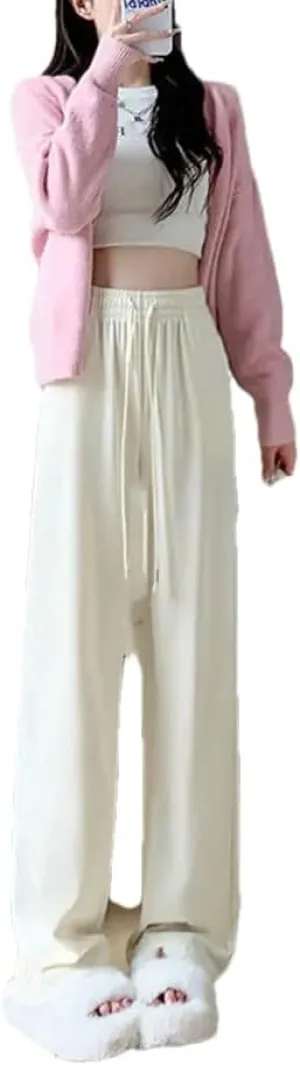 Women's Summer Spring Wide Leg Pants Loose Vertical Slacks Slim Joggers Pants