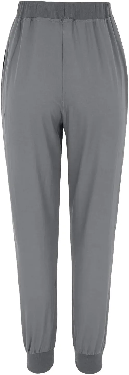 Womens Tapered Pants Cotton Linen Casual Trousers Lightweight Drawstring Travel Beach Joggers Slacks with Pockets