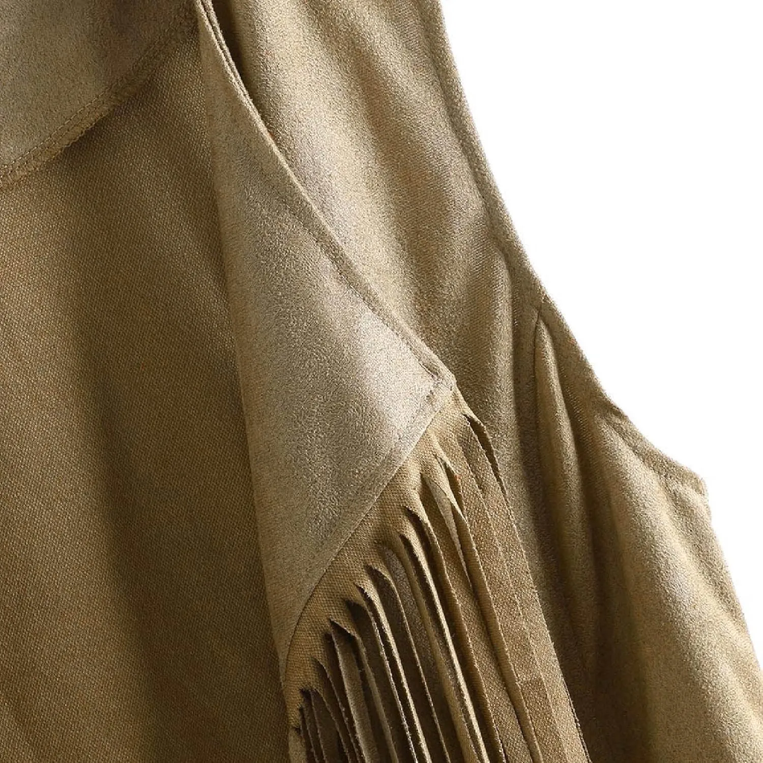 Womens Tassel Suede Vest Sleeveless Fringe Jacket 70s Hippie Vest Cowgirl Western Faux Suede Tassel Leather Outerwear