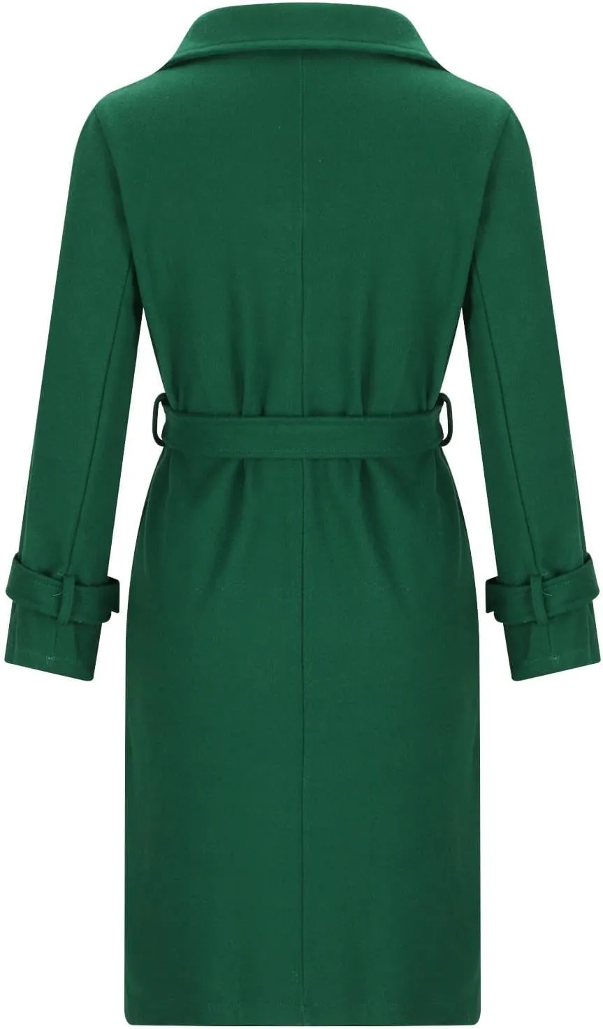 Womens Wool Blend Trench Coats Belted Notched Lapel Collar Overcoats Business Casual Long Sleeve Fashion Jackets
