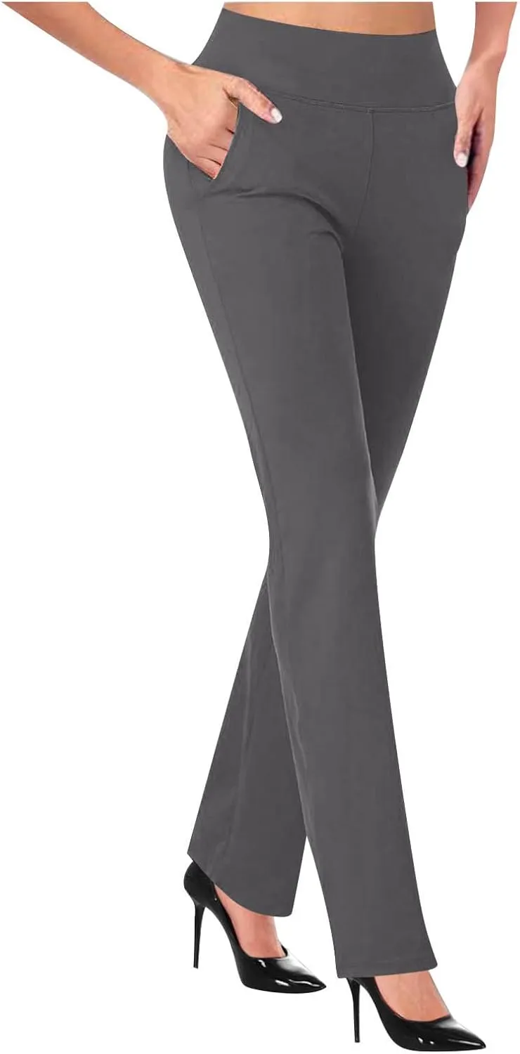 Work Pants for Women 2024 High Waisted Dress Pants Stretch Bootcut Yoga Pants Workout Slacks Business Casual Trouser