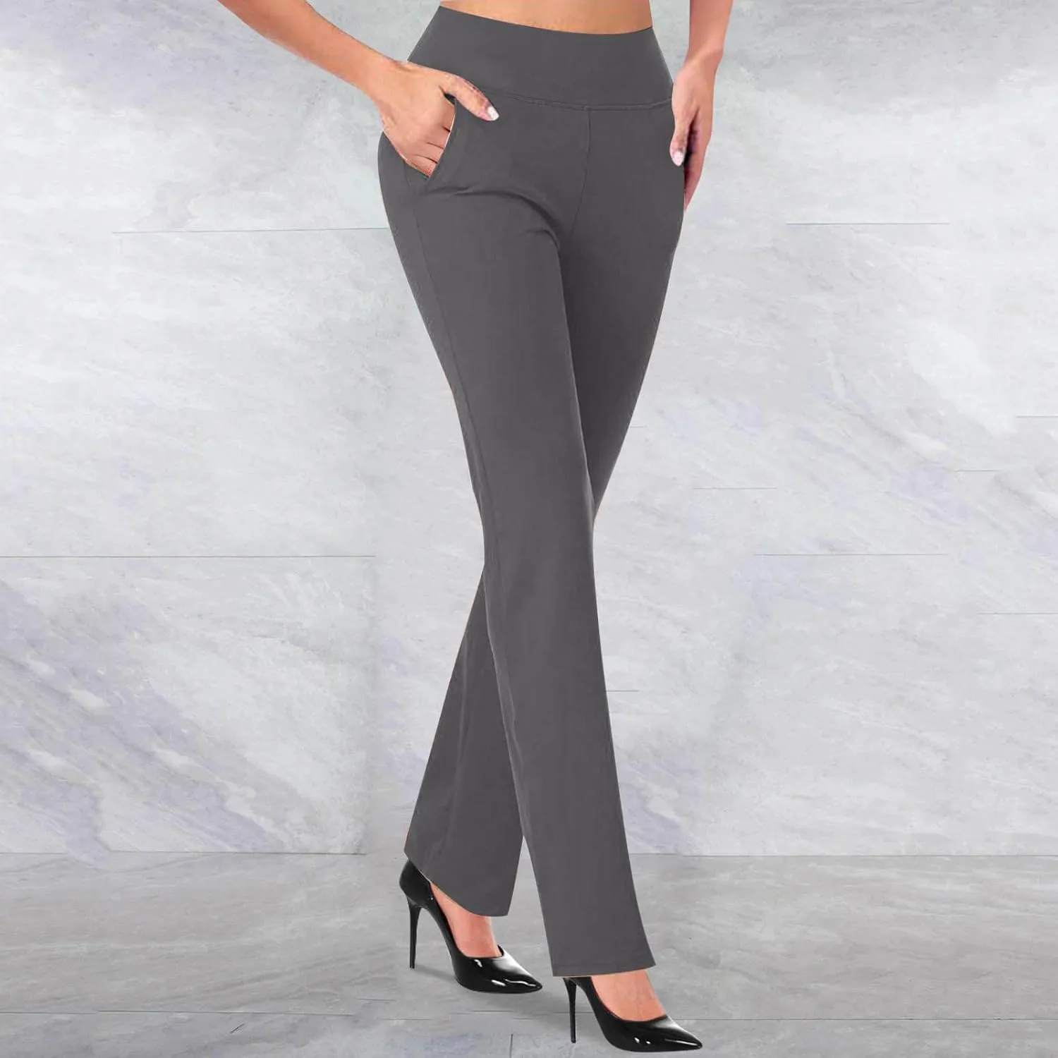 Work Pants for Women 2024 High Waisted Dress Pants Stretch Bootcut Yoga Pants Workout Slacks Business Casual Trouser