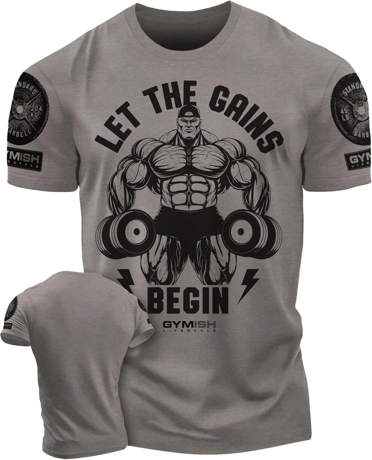 Workout Shirts for Men, Let The Gains Begin Gym Shirt Funny Sayings Lifting T-Shirt