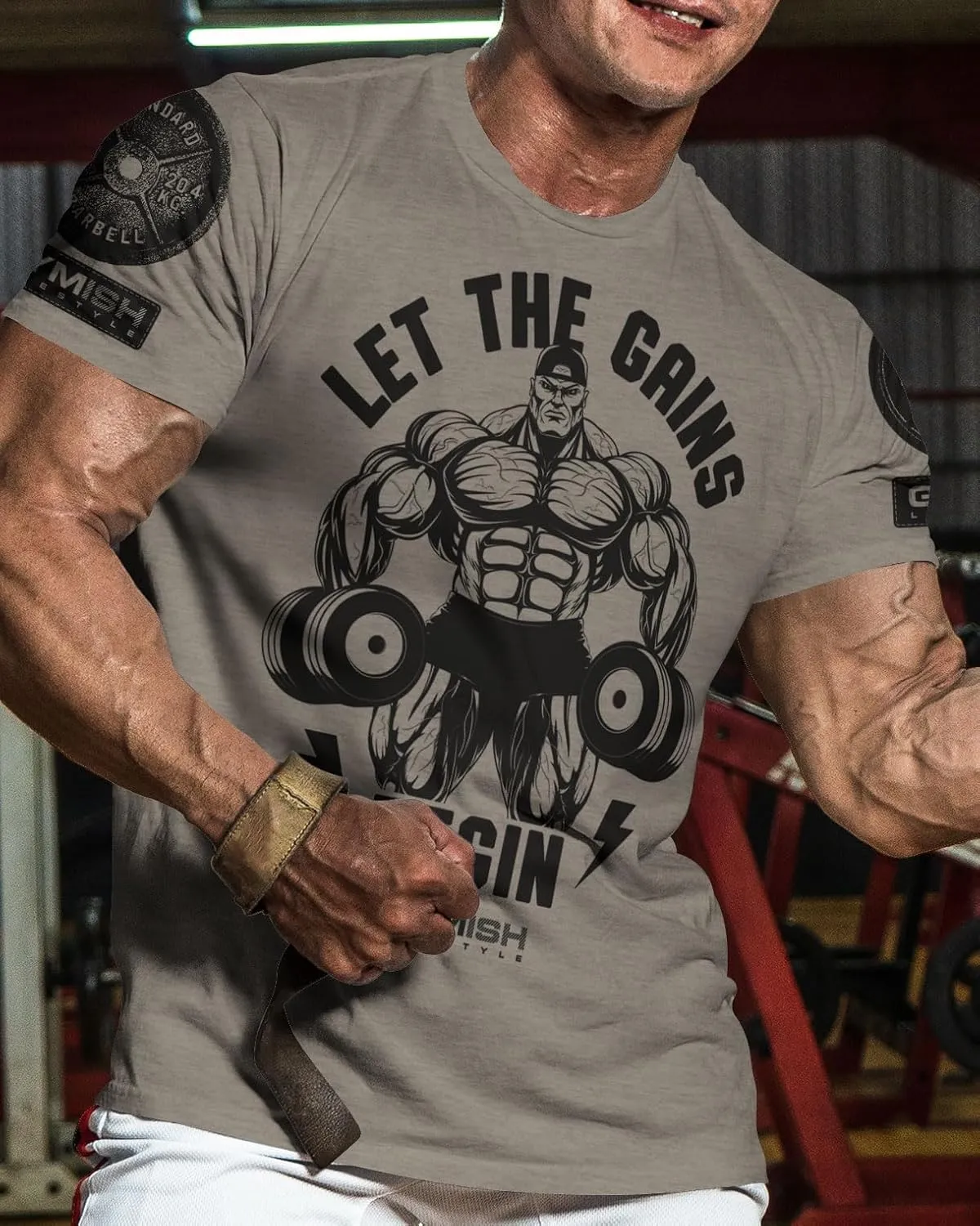 Workout Shirts for Men, Let The Gains Begin Gym Shirt Funny Sayings Lifting T-Shirt