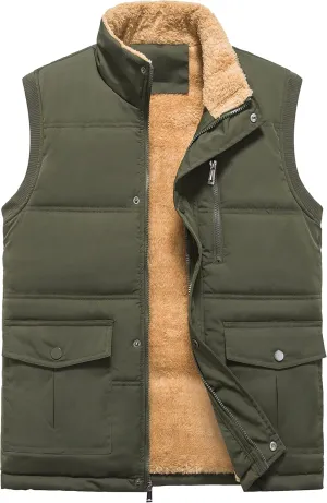 XinYangNi Mens Winter Vests Outerwear Fleece Lined Puffer Vest Warm Casual Quilted Vest Bubble Sherpa Vest Jacket