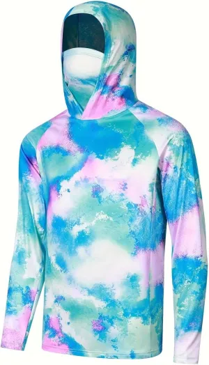 YIBIMOTTO Men's Long Sleeve Hoodie Shirt Sun Protection Quick Dry Outdoor Shirt for Fishing Running Workout Hiking