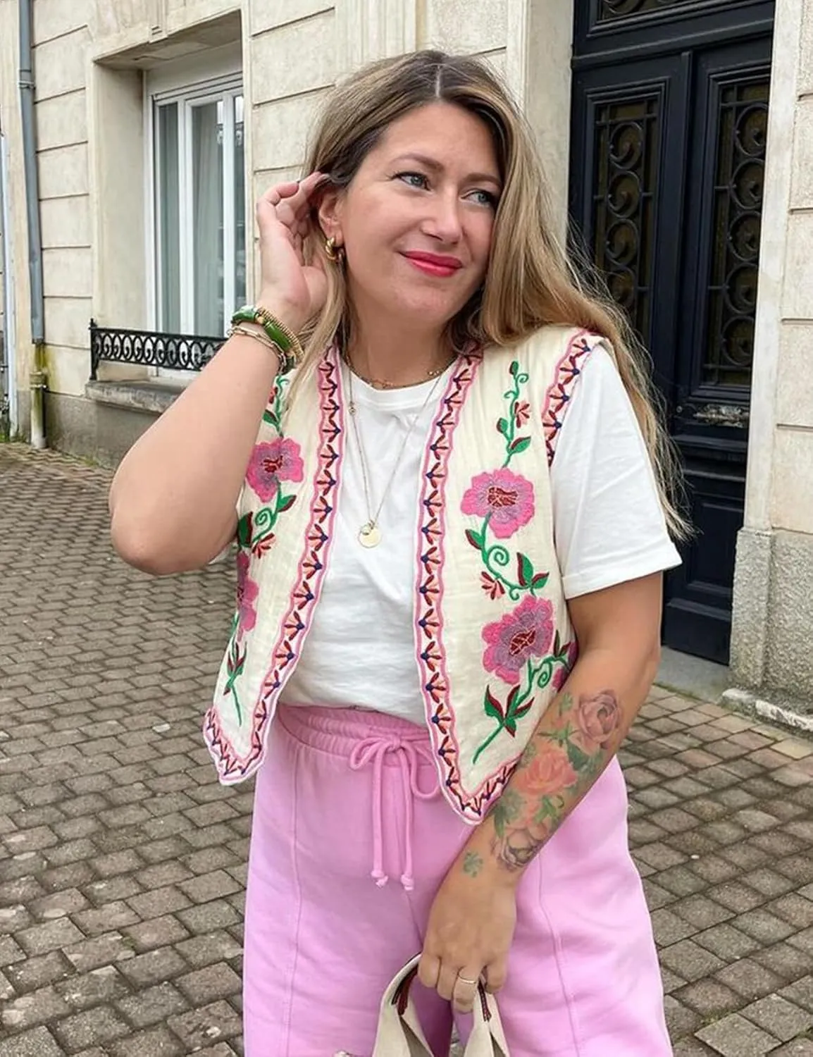 Yimoon Women's Vintage Floral Embroidered Vest Boho Casual Open Front Sleeveless Cardigan Waistcoat
