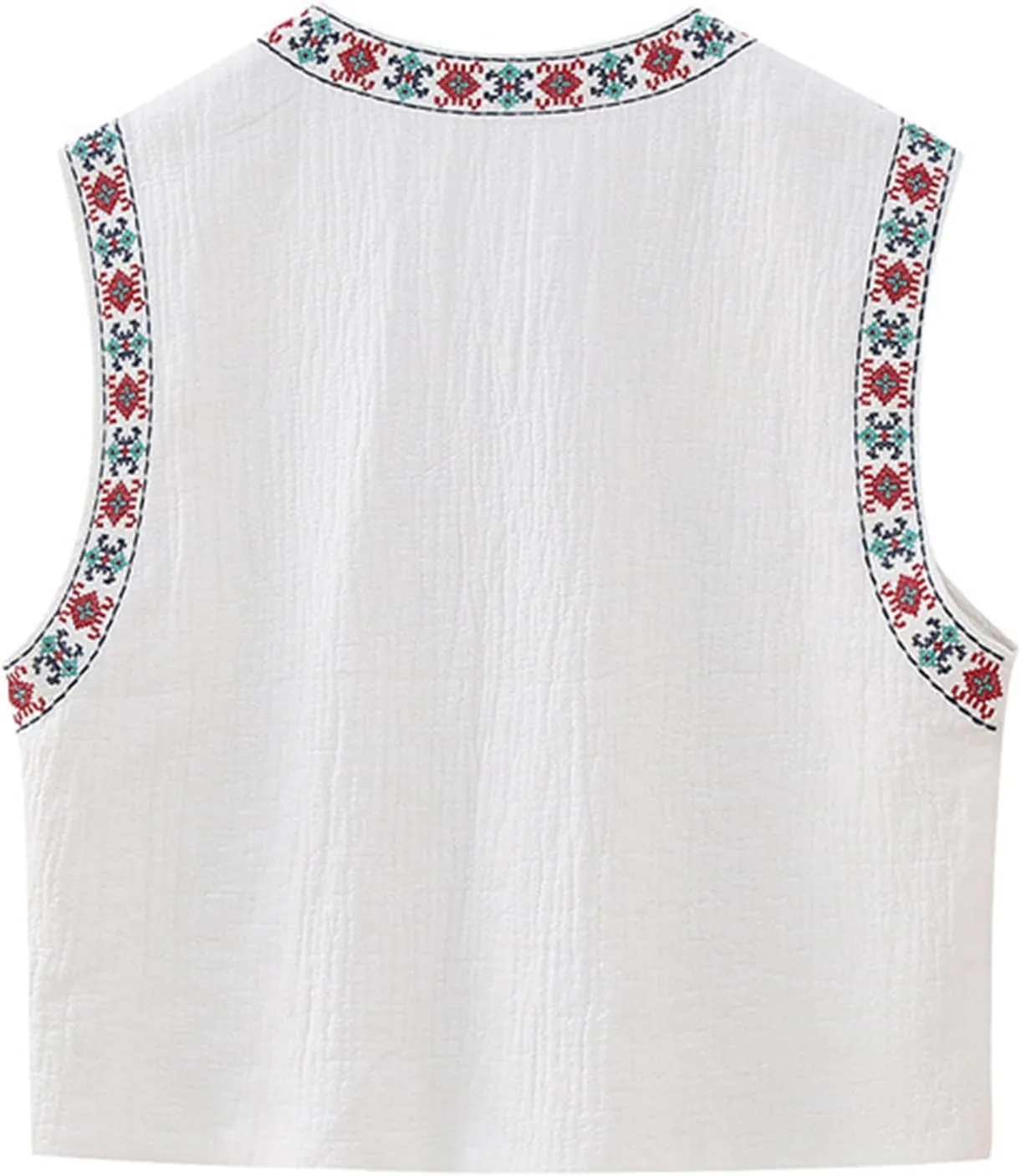 Yimoon Women's Vintage Floral Embroidered Vest Boho Casual Open Front Sleeveless Cardigan Waistcoat